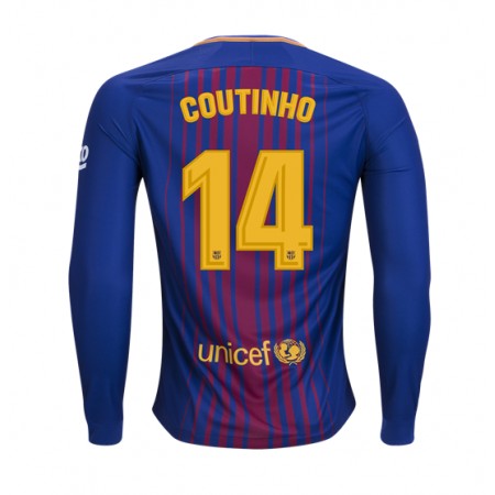 Koszulka FC Barcelona Philippe Coutinho 14 Domowe Stroje Piłkarskie 2017/18 Długi Rękaw