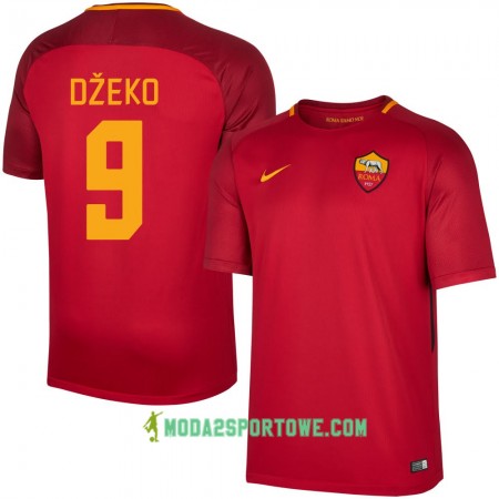 Koszulka AS Roma Dzeko 9 Domowe Stroje Piłkarskie 2017/18 Krótki Rękaw