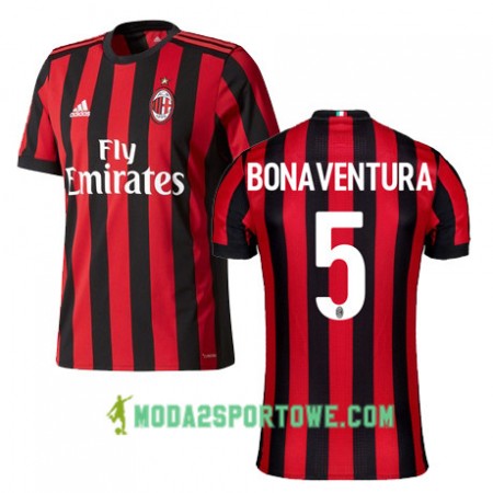 Koszulka AC Milan BONAVENTURA 5 Domowe Stroje Piłkarskie 2017/18 Krótki Rękaw