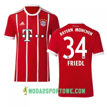 Koszulka Bayern Monachium FRIEDL 34 Domowe Stroje Piłkarskie 2017/18 Krótki Rękaw