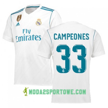 Koszulka Real Madryt Campeones 33 Domowe Stroje Piłkarskie 2017/18 Krótki Rękaw
