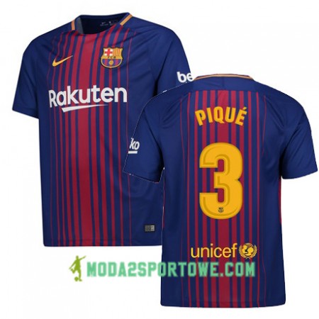 Koszulka FC Barcelona PIQUE 3 Domowe Stroje Piłkarskie 2017/18 Krótki Rękaw