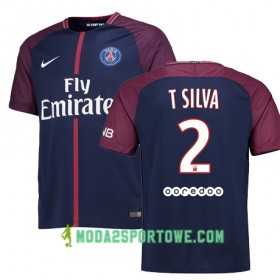 Koszulka Paris SG THIAGO SILVA 2 Domowe Stroje Piłkarskie 2017/18 Krótki Rękaw