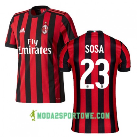 Koszulka AC Milan SOSA 23 Domowe Stroje Piłkarskie 2017/18 Krótki Rękaw