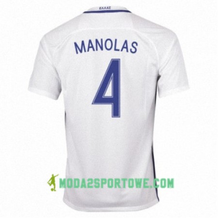 Koszulka Grecja KOSTAS MANOLAS Domowe Stroje Piłkarskie 2016/17 Krótki Rękaw