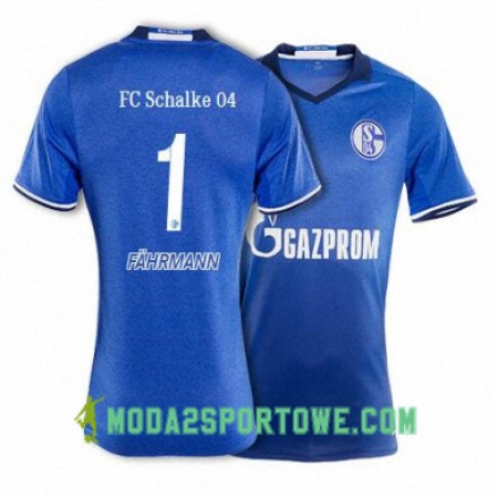 Koszulka FC Schalke 04 FAHRMANN 1 Domowe Stroje Piłkarskie 2017/18 Krótki Rękaw