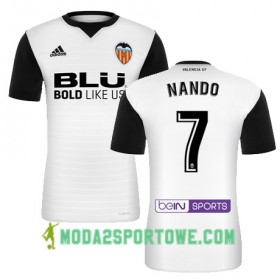 Koszulka Valencia CF NANDO Domowe Stroje Piłkarskie 2017/18 Krótki Rękaw