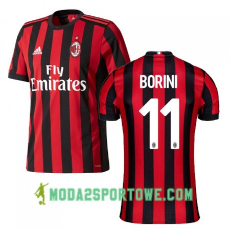 Koszulka AC Milan BORINI 11 Domowe Stroje Piłkarskie 2017/18 Krótki Rękaw