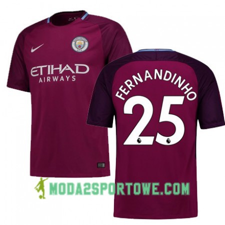 Koszulka Manchester City FERNANDINHO 25 Wyjazdowe Stroje Piłkarskie 2017/18 Krótki Rękaw
