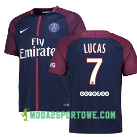 Koszulka Paris SG LUCAS MOURA 7 Domowe Stroje Piłkarskie 2017/18 Krótki Rękaw