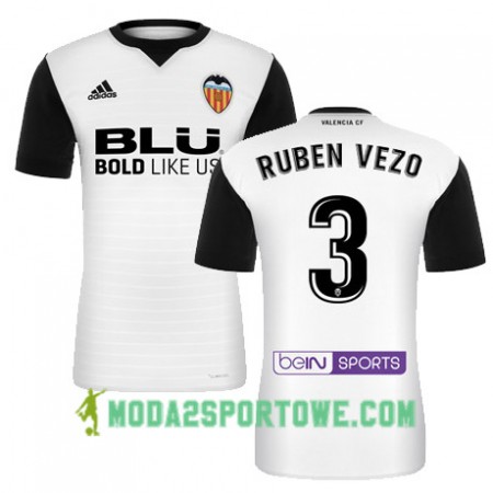Koszulka Valencia CF RUBEN VEZO Domowe Stroje Piłkarskie 2017/18 Krótki Rękaw