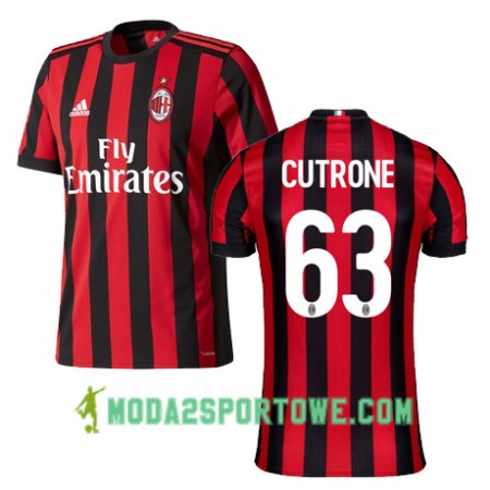 Koszulka AC Milan CUTRONE 63 Domowe Stroje Piłkarskie 2017/18 Krótki Rękaw