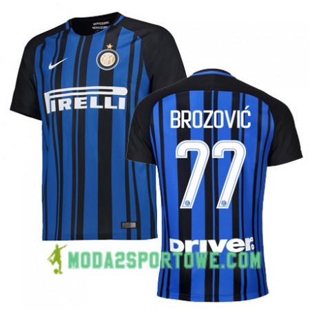 Koszulka Inter Mediolan BROZOVIC 77 Domowe Stroje Piłkarskie 2017/18 Krótki Rękaw
