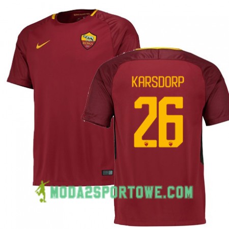 Koszulka AS Roma KARSDORP 26 Domowe Stroje Piłkarskie 2017/18 Krótki Rękaw