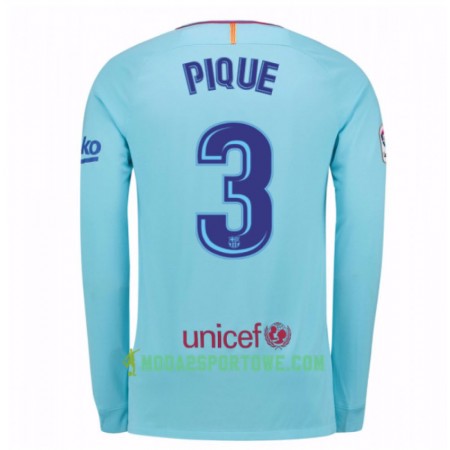 Koszulka FC Barcelona Gerard Pique 3 Wyjazdowe Stroje Piłkarskie 2017/18 Długi Rękaw