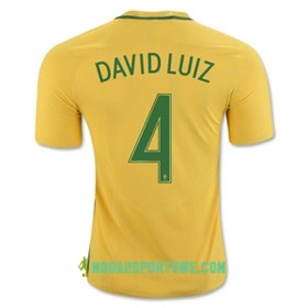 Koszulka Brazylia DAVID LUIZ Domowe Stroje Piłkarskie 2016/17 Krótki Rękaw