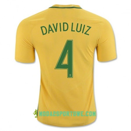 Koszulka Brazylia DAVID LUIZ Domowe Stroje Piłkarskie 2016/17 Krótki Rękaw