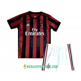 Koszulka AC Milan Dziecięcy Domowe Stroje Piłkarskie 2017/18 Krótki Rękaw