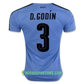 Koszulka Urugwaj Diego Godín Domowe Stroje Piłkarskie 2016/17 Krótki Rękaw
