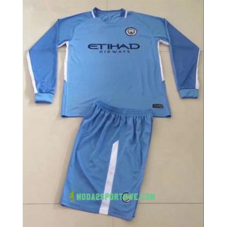 Koszulka Manchester City Domowe Stroje Piłkarskie 2017/18 Długi Rękaw