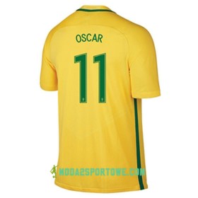 Koszulka Brazylia OSCAR Domowe Stroje Piłkarskie 2016/17 Krótki Rękaw