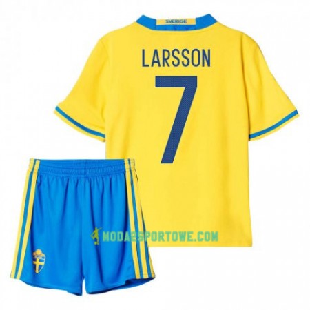 Koszulka Szwecja Larsson 7 Dziecięcy Domowe Stroje Piłkarskie 2016 Krótki Rękaw