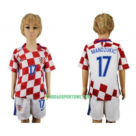 Koszulka Chorwacja Mandzukic 17 Dziecięcy Domowe Stroje Piłkarskie 2016 Krótki Rękaw