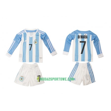 Koszulka Argentyna Angel Di Maria 7 Dziecięcy Domowe Stroje Piłkarskie 2016 Długi Rękaw