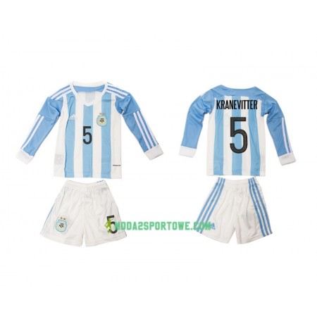 Koszulka Argentyna Kranevitter 5 Dziecięcy Domowe Stroje Piłkarskie 2016 Długi Rękaw