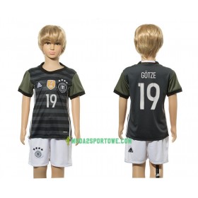 Koszulka Niemcy Mario Gotze 19 Dziecięcy Wyjazdowe Stroje Piłkarskie 2016 Krótki Rękaw