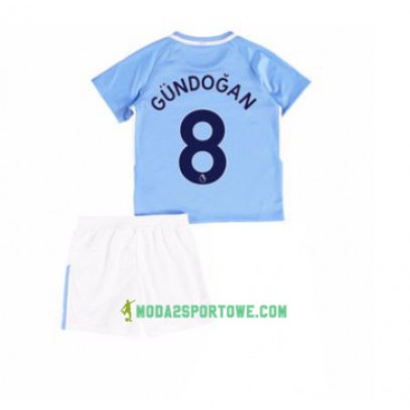 Koszulka Manchester City Ilkay Gundogan 8 Dziecięcy Domowe Stroje Piłkarskie 2017/18 Krótki Rękaw