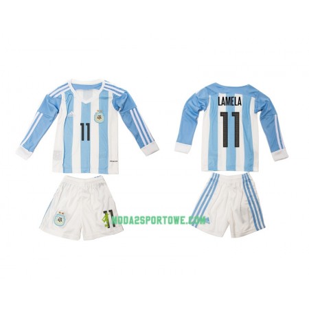 Koszulka Argentyna Lamela 11 Dziecięcy Domowe Stroje Piłkarskie 2016 Długi Rękaw