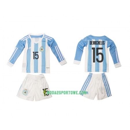 Koszulka Argentyna Demichelis 15 Dziecięcy Domowe Stroje Piłkarskie 2016 Długi Rękaw