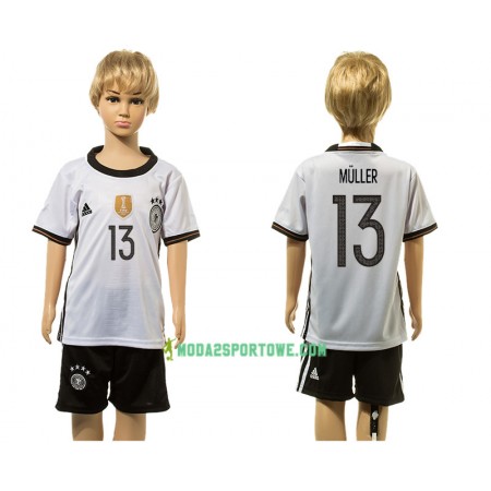 Koszulka Niemcy Muller 13 Dziecięcy Domowe Stroje Piłkarskie 2016 Krótki Rękaw