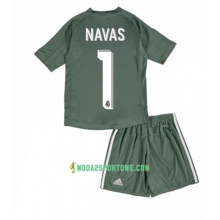 Koszulka Real Madryt Bramkarska  Keylor Navas 1 Dziecięcy Domowe Stroje Piłkarskie 2017/18 Krótki Rękaw