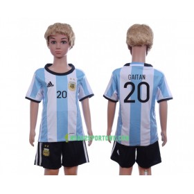 Koszulka Argentyna Gaitan 20 Dziecięcy Domowe Stroje Piłkarskie 2016 Krótki Rękaw