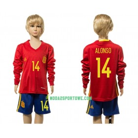 Koszulka Hiszpania Alonso 14 Dziecięcy Domowe Stroje Piłkarskie 2016 Długi Rękaw