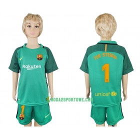 Koszulka FC Barcelona Ter Stegen 1 Bramkarska Dziecięcy Domowe Stroje Piłkarskie 2017/18 Krótki Rękaw