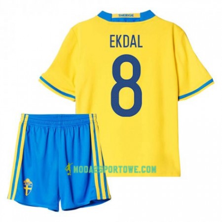 Koszulka Szwecja Ekdal 8 Dziecięcy Domowe Stroje Piłkarskie 2016 Krótki Rękaw
