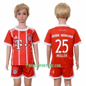 Koszulka Bayern Monachium Thomas Muller 25 Dziecięcy Domowe Stroje Piłkarskie 2017/18 Krótki Rękaw