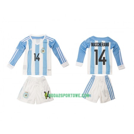 Koszulka Argentyna Mascherano 14 Dziecięcy Domowe Stroje Piłkarskie 2016 Długi Rękaw