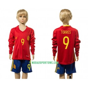 Koszulka Hiszpania Torres 9 Dziecięcy Domowe Stroje Piłkarskie 2016 Długi Rękaw