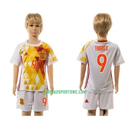 Koszulka Hiszpania Torres 9 Dziecięcy Wyjazdowe Stroje Piłkarskie 2016 Krótki Rękaw