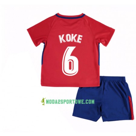 Koszulka Atlético Madryt Koke 6 Dziecięcy Domowe Stroje Piłkarskie 2017/18 Krótki Rękaw