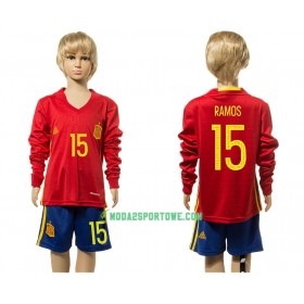 Koszulka Hiszpania Ramos 15 Dziecięcy Domowe Stroje Piłkarskie 2016 Długi Rękaw