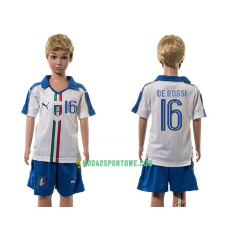 Koszulka Włochy De Rossi 16 Dziecięcy Wyjazdowe Stroje Piłkarskie 2016 Krótki Rękaw