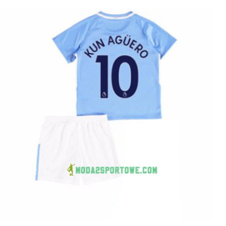 Koszulka Manchester City Sergio Aguero 10 Dziecięcy Domowe Stroje Piłkarskie 2017/18 Krótki Rękaw