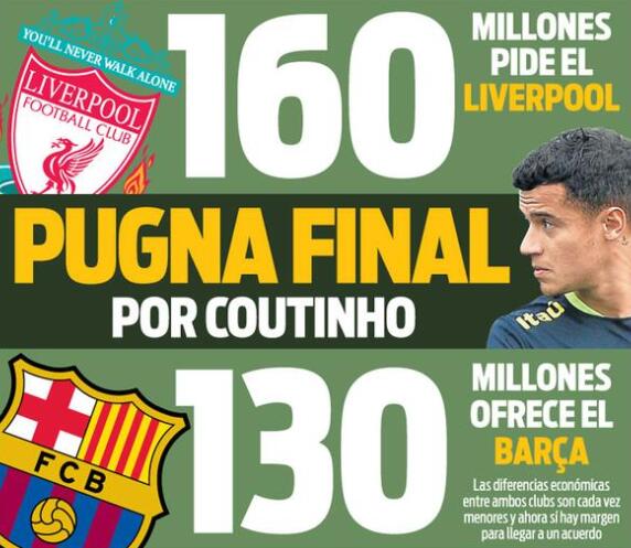 160 milionów euro! Cena Liverpool Coutinho, Barcelona, ​​oferuje 130 milionów euro